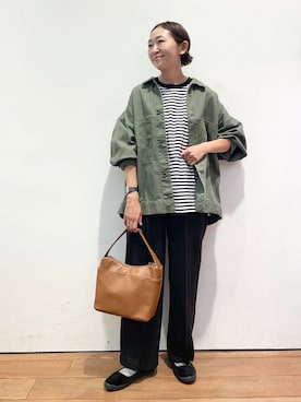 「アイテム（カバーオール）」を使った、ちばななこさん（レディース・154cm）の秋コーディネート