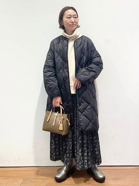 「アイテム（ブーツ、シルバー系）」を使った、ちばななこさん（レディース・154cm）の冬コーディネート