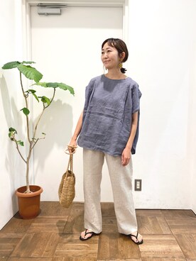 「URBAN RESEARCH DOORS（アーバンリサーチドアーズ）のペーパープレーンショルダーバッグ（ショルダーバッグ）」を使った、ちばななこさん（レディース・154cm）の夏コーディネート