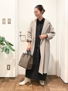 「URBAN RESEARCH DOORS WOMENS」｜「アイテム（チェスターコート）」を使った、ちばななこさん（レディース・154cm）の秋コーディネート