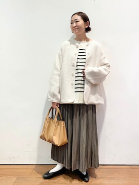 「doors」｜「アイテム（ノーカラージャケット）」を使った、ちばななこさん（レディース・154cm）の秋コーディネート