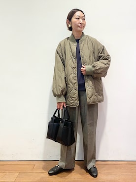 「アイテム（ブルゾン）」を使った、ちばななこさん（レディース・154cm）の秋コーディネート