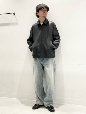 「URBAN RESEARCH（アーバンリサーチ）のLAMB LEATHER SPORTS JACKET（その他アウター、ブラック系）」を使った、平田望夢さん（メンズ・172cm）の春コーディネート