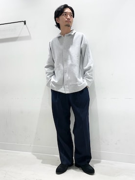 「URBAN RESEARCH DOORS（アーバンリサーチドアーズ）の『別注』Champion×DOORS　SWEAT COVERALL JACKET（テーラードジャケット、グレー系）」を使った、平田望夢さん（メンズ・172cm）の秋コーディネート