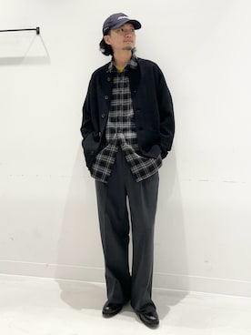 「トレンド秋素材コーデ」｜「アイテム（帽子）」を使った、平田望夢さん（メンズ・172cm）の秋コーディネート