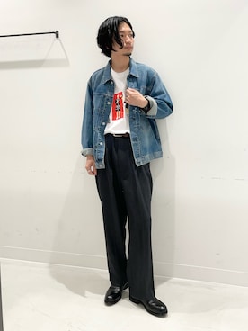 「アイテム（デニムジャケット）」を使った、平田望夢さん（メンズ・172cm）の夏コーディネート