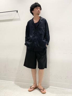 「URBAN RESEARCH DOORS（アーバンリサーチドアーズ）のRA/LYO Sheer Shirts Jacket（その他アウター、ブルー系）」を使った、平田望夢さん（メンズ・172cm）の夏コーディネート