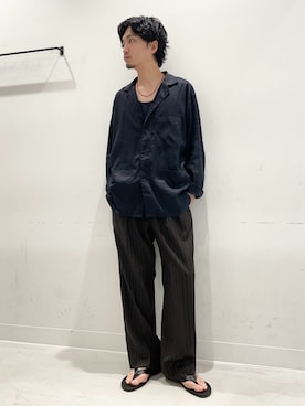 「URBAN RESEARCH DOORS（アーバンリサーチドアーズ）のRA/LYO Sheer Shirts Jacket（その他アウター、ブルー系）」を使った、平田望夢さん（メンズ・172cm）の夏コーディネート