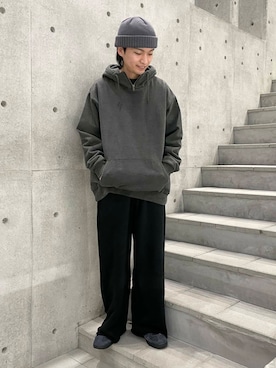 「PUMA（プーマ）のアイテム」を使った、平田望夢さん（メンズ・172cm）の冬コーディネート
