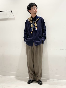 「URBAN RESEARCH（アーバンリサーチ）のLINEN REGULAR SHIRTS（シャツ/ブラウス、ブルー系）」を使った、平田望夢さん（メンズ・172cm）の春コーディネート