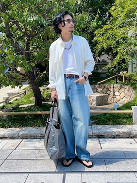 「アイテム（トートバッグ）」を使った、平田望夢さん（メンズ・172cm）の夏コーディネート