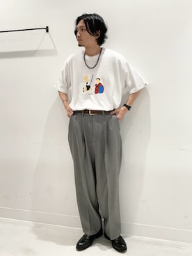 「ウールパンツ」｜平田望夢さん（メンズ・172cm）の夏コーディネート