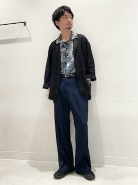 「URBAN RESEARCH（アーバンリサーチ）のLINEN SHIRTS JACKET（その他アウター、ブラック系）」を使った、平田望夢さん（メンズ・172cm）の春コーディネート