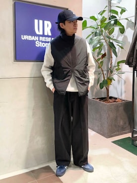 「アイテム（ダウンベスト）」を使った、平田望夢さん（メンズ・172cm）の冬コーディネート