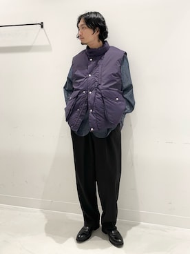 「URBAN RESEARCH DOORS（アーバンリサーチドアーズ）のLIFE STYLE TAILOR　マルチスペックコインローファー（ドレスシューズ）」を使った、平田望夢さん（メンズ・172cm）の秋コーディネート