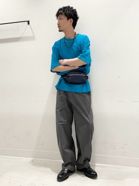 「URBAN RESEARCH DOORS（アーバンリサーチドアーズ）のL.L.Bean JAPAN EDITION　UNION SHORT SLEEVE T-SHIRTS（Tシャツ/カットソー、グリーン系）」を使った、平田望夢さん（メンズ・172cm）の春コーディネート