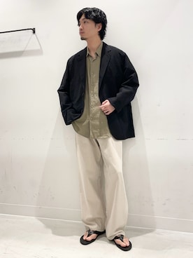 「URBAN RESEARCH（アーバンリサーチ）のnew basic　WOOL LINEN SINGLE SHIRTS JACKET（テーラードジャケット、その他）」を使った、平田望夢さん（メンズ・172cm）の夏コーディネート