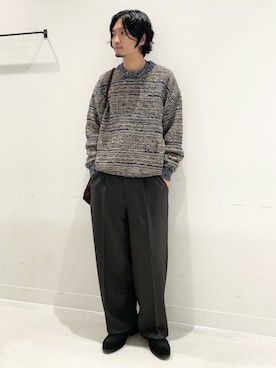 「アイテム（トートバッグ）」を使った、平田望夢さん（メンズ・172cm）の秋コーディネート