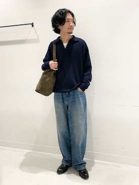 「URBAN RESEARCH DOORS（アーバンリサーチドアーズ）のLIFE STYLE TAILOR　マルチスペックコインローファー（ドレスシューズ）」を使った、平田望夢さん（メンズ・172cm）の秋コーディネート