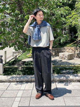 「ウール」｜平田望夢さん（メンズ・172cm）の夏コーディネート