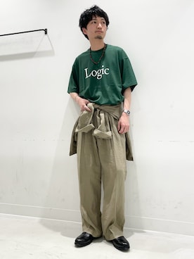 「URBAN RESEARCH（アーバンリサーチ）のLOGIC ONE LOGO T-SHIRTS（Tシャツ/カットソー、グリーン系）」を使った、平田望夢さん（メンズ・172cm）の夏コーディネート