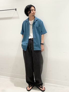 「BIRKENSTOCK（ビルケンシュトック）のアイテム」を使った、平田望夢さん（メンズ・172cm）の夏コーディネート