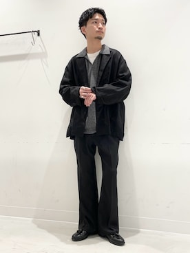 「URBAN RESEARCH（アーバンリサーチ）のLINEN SHIRTS JACKET（その他アウター、ブラック系）」を使った、平田望夢さん（メンズ・172cm）の春コーディネート