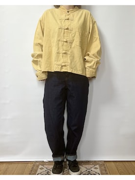 「古着コーデ」｜「アイテム（ノーカラージャケット）」を使った、ISOBE to HATENAさん（レディース・153cm）の夏コーディネート