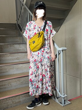 「古着ワンピース」｜ISOBE to HATENAさん（レディース・153cm）の夏コーディネート