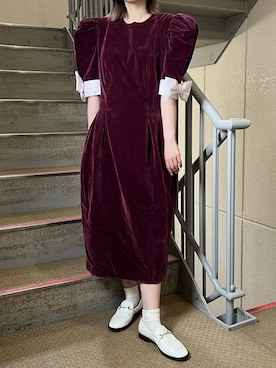 「古着ワンピース」｜ISOBE to HATENAさん（レディース・153cm）の秋コーディネート