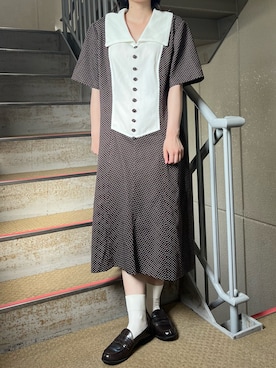 「古着ワンピース」｜ISOBE to HATENAさん（レディース・153cm）の秋コーディネート