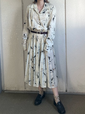 「古着ワンピース」｜ISOBE to HATENAさん（レディース・153cm）の夏コーディネート
