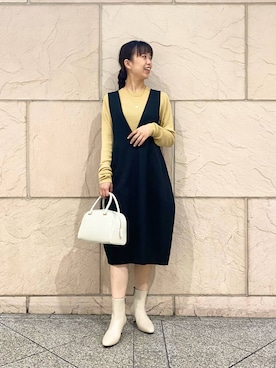 「URBAN RESEARCH ROSSO WOMEN（アーバンリサーチ　ロッソ）のアイテム（ジャンパースカート）」を使った、matsudaさん（レディース・162cm）の秋コーディネート