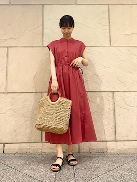 「アイテム（かごバッグ）」を使った、matsudaさん（レディース・162cm）の夏コーディネート