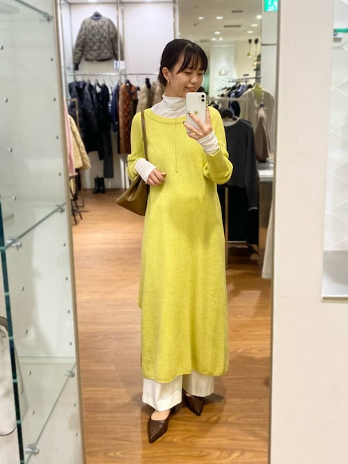 セール】ヤク混サイドスリット畦ニットワンピース（ワンピース