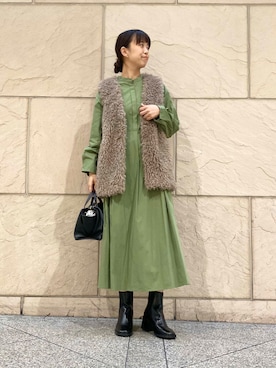 「骨格ウェーブ」｜「アイテム（その他アウター）」を使った、matsudaさん（レディース・162cm）の秋コーディネート