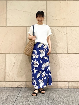 「アイテム（かごバッグ）」を使った、matsudaさん（レディース・162cm）の夏コーディネート