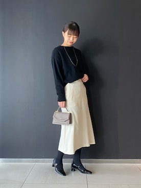 「Aラインスカート」｜「アイテム（シューズ）」を使った、matsuさん（レディース・162cm）の冬コーディネート