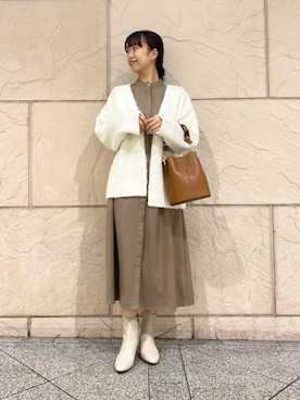 「オンオフ兼用」｜「アイテム（ワンピース）」を使った、matsudaさん（レディース・162cm）の秋コーディネート