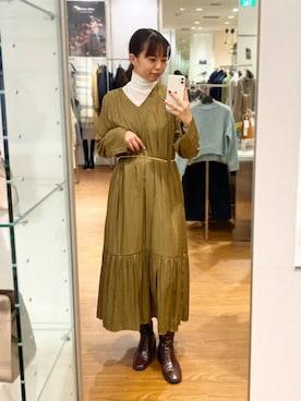 「オンオフ兼用」｜「アイテム（ワンピース）」を使った、matsudaさん（レディース・162cm）の冬コーディネート