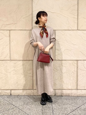 「オンオフ兼用」｜「アイテム（ワンピース）」を使った、matsudaさん（レディース・162cm）の秋コーディネート