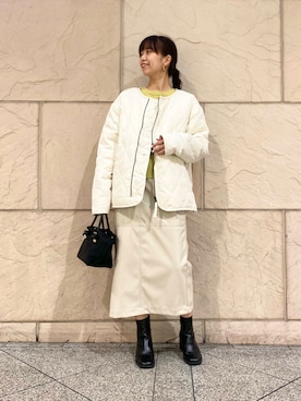 「オンオフ兼用」｜「アイテム（ダウンジャケット/コート）」を使った、matsudaさん（レディース・162cm）の秋コーディネート