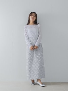 「URBAN RESEARCH ROSSO(アーバンリサーチロッソ)のスーピマコットンボートネックTEE(Tシャツ/カットソー、ホワイト系)」を使った、matsudaさん(レディース・162cm)の夏コーディネート