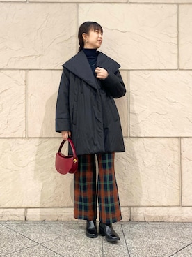 「オンオフ兼用」｜「アイテム（ダウンジャケット/コート）」を使った、matsudaさん（レディース・162cm）の冬コーディネート