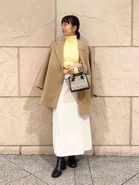 「アイテム（チェスターコート）」を使った、matsudaさん（レディース・162cm）の秋コーディネート