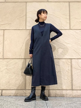 「オンオフ兼用」｜「アイテム（ワンピース）」を使った、matsudaさん（レディース・162cm）の秋コーディネート