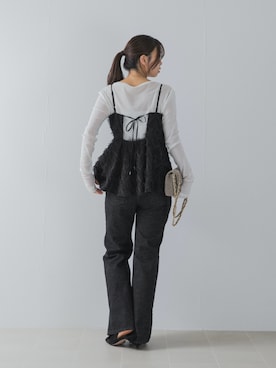 「URBAN RESEARCH ROSSO(アーバンリサーチロッソ)のコットンチュールドッキングカットソー(Tシャツ/カットソー、ホワイト系)」を使った、matsudaさん(レディース・162cm)の夏コーディネート