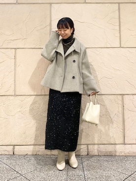 「アイテム（ピーコート）」を使った、matsudaさん（レディース・162cm）の秋コーディネート