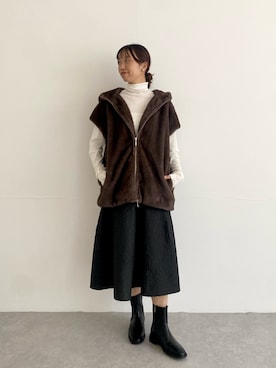 「骨格ウェーブ」｜「アイテム（その他アウター）」を使った、matsudaさん（レディース・162cm）の秋コーディネート