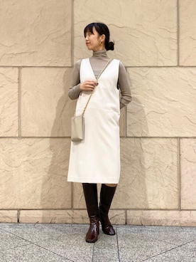 「アイテム（財布、ベージュ系）」を使った、matsudaさん（レディース・162cm）の秋コーディネート